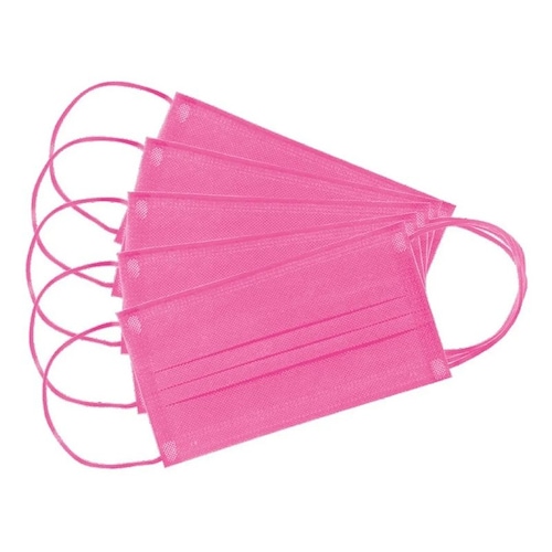 Cubrebocas De Colores 50 Piezas Plisado Tricapa Termosellado rosa