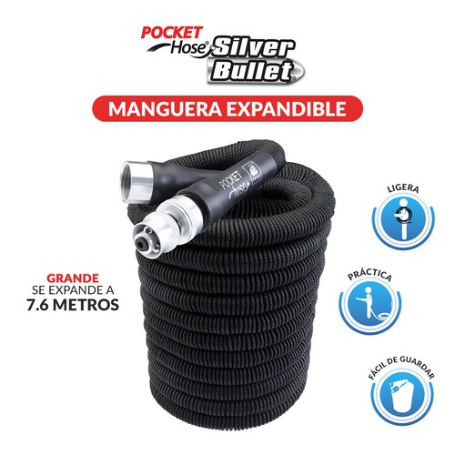 Pack Manguera Pocket Hose 7.6m Expand Y Regadera Aqua Handle Con 6
