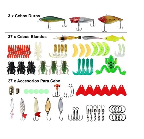 Kit De Señuelos de pesca en estuche.