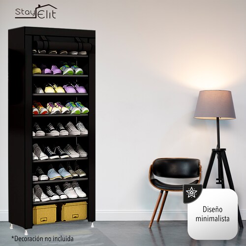 Closet Zapatera Minimalista Armario Organizador Multifuncional Armable / Almacenamiento para Zapatos (Negro, 9 niveles).