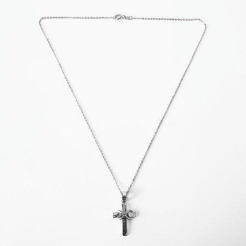 Collar gargantilla Mujer cruz Plata .925 Infinito Con Baño De Rodio