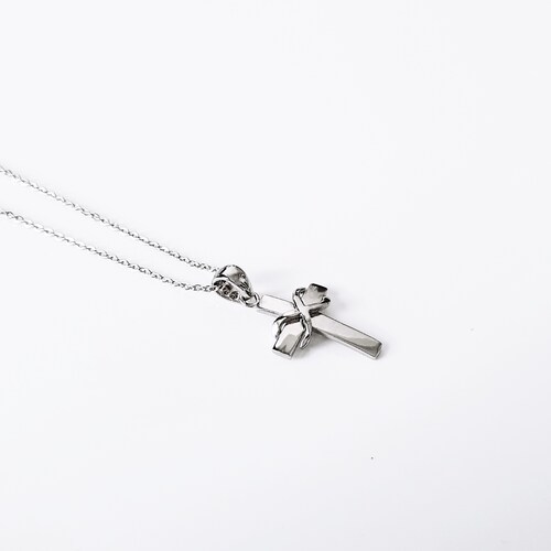 Collar gargantilla Mujer cruz Plata .925 Infinito Con Baño De Rodio