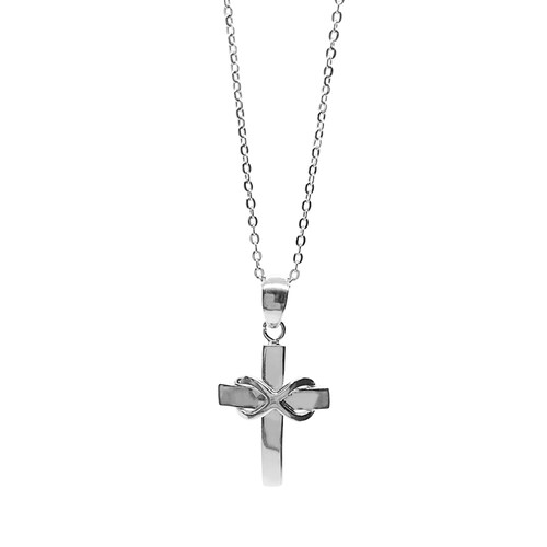 Collar gargantilla Mujer cruz Plata .925 Infinito Con Baño De Rodio