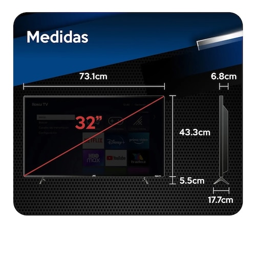 Pantalla Daewoo LED Roku TV 32 Pulgadas DAW32R