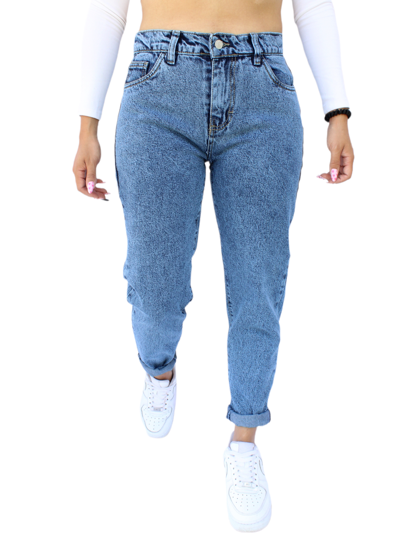 Mom Jeans de Mezclilla R gida para Dama