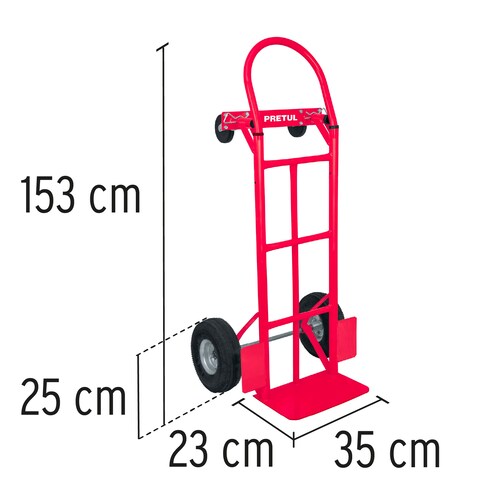 Diablo de carga de 385 kg, de plataforma, ruedas neumáticas