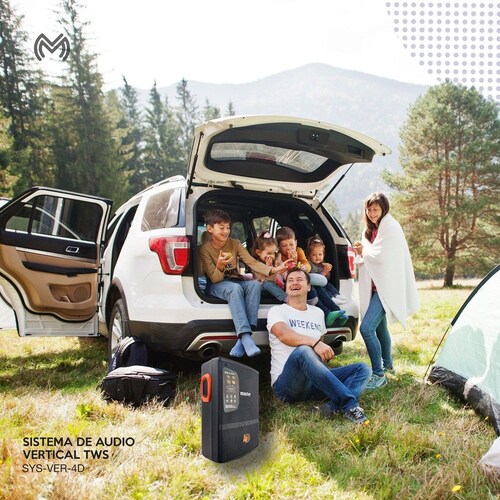Sistema de Audio Vertical con 8000 Watts de Potencia Musical con Bluetooth Microfono Control Remoto Adaptador de Voltaje  y Acomplamiento con Tecnologia TWS / Master /  SYS-VER-4D
