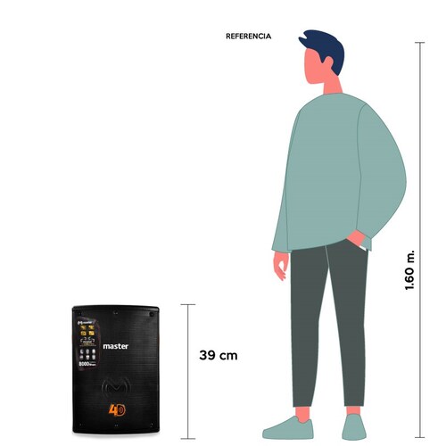 Sistema de Audio Vertical con 8000 Watts de Potencia Musical con Bluetooth Microfono Control Remoto Adaptador de Voltaje  y Acomplamiento con Tecnologia TWS / Master /  SYS-VER-4D