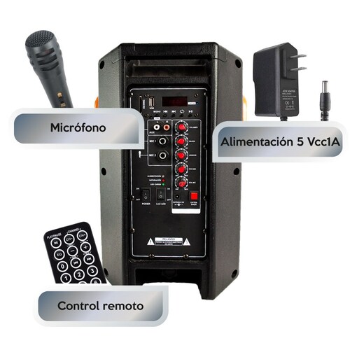 Sistema de Audio Vertical con 8000 Watts de Potencia Musical con Bluetooth Microfono Control Remoto Adaptador de Voltaje  y Acomplamiento con Tecnologia TWS / Master /  SYS-VER-4D