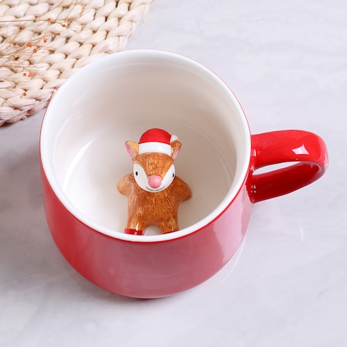 Taza Para Té Café 3 D Cerámica Colección Navideña