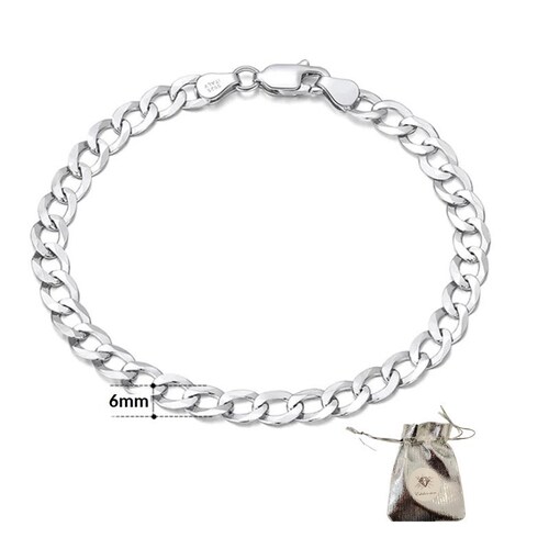 Pulsera esclava cubana plateada, Joyería de acero inoxidable