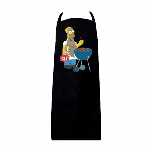 Mandil delantal negro homero gas gabardina 100% algodón