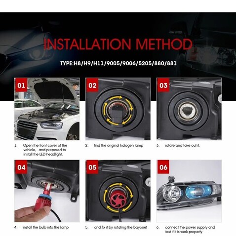 Kit De Faros Delanteros Led H1 H4 H7 H8/h9/h11 9004 90012