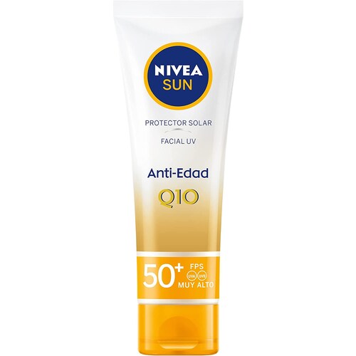 NIVEA SUN Protector Solar Facial Anti-edad (50 ml), Enriquecido con Q10, Bloqueador solar FPS 50+, no Grasoso para Todo Tipo de Piel