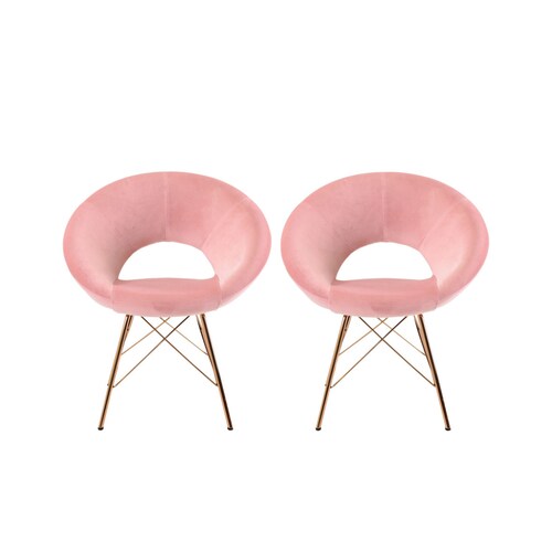 2 Sillones Belladonna Individuales de Tela color Rosa