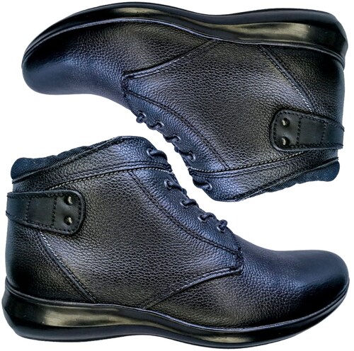 Botín Negro Dama Casual 100% Piel Corte Vacuno 22-27 Cordones