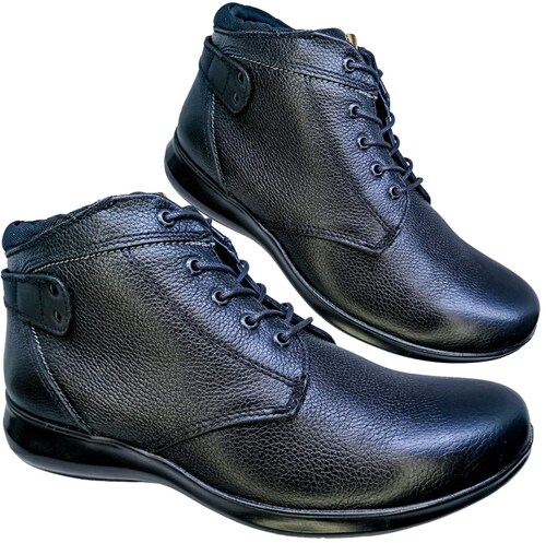 Botín Negro Dama Casual 100% Piel Corte Vacuno 22-27 Cordones