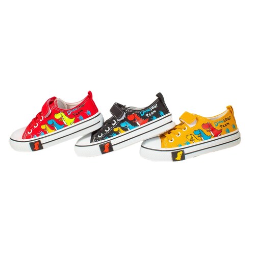 Zapatos Para Niño. Tenis De Lona De Dinosaurios