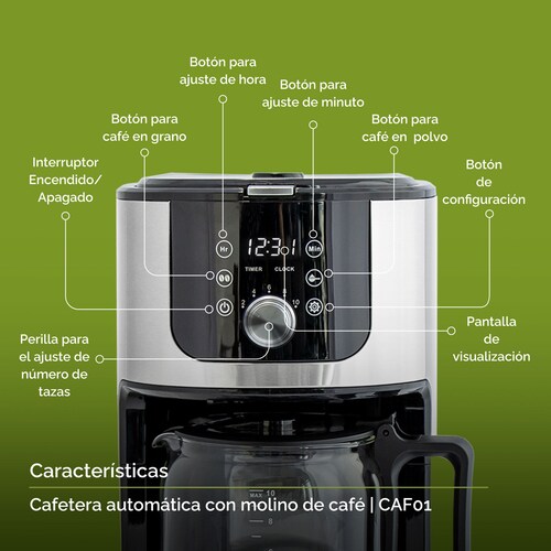 Cafetera Automática Con Molino Integrado De Café Avera CAF01