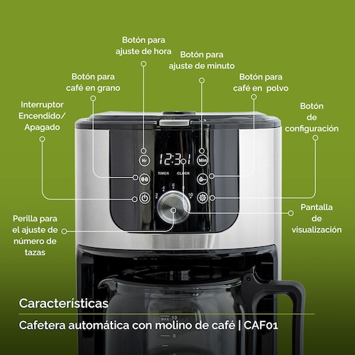 AVERA Cafetera Automática Con Molino Integrado De Café CAF01