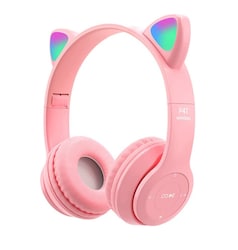 Audifonos Diadema Gato Rosas Extra Bass Luces Bluetooth Inalambricos XY-205