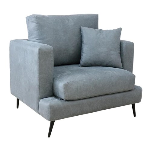 Sillón Gris Individual Sala Moderno Azul 