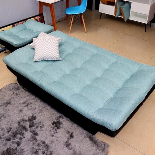 Sofá Cama Negro Turquesa Moderno 3 Posiciones