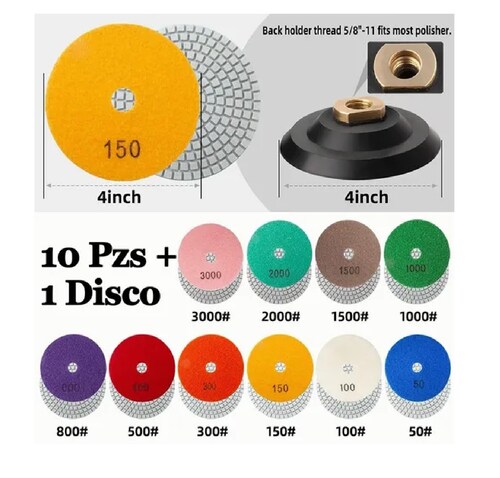 Set De Disco Pulidor Polvo Diamante Mármol Granito 