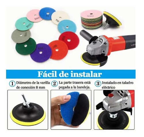 Set De Disco Pulidor Polvo Diamante Mármol Granito 