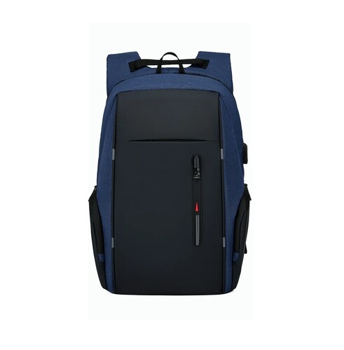 Mochila Para Laptop Con Puerto Y Cable Usb Negro con Azul