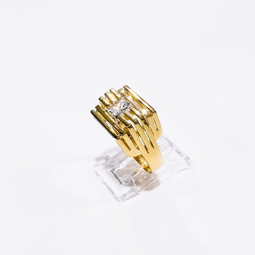 Anillo De Hombre Plata .925 Chapa De Oro 14k Piedra Zirconia