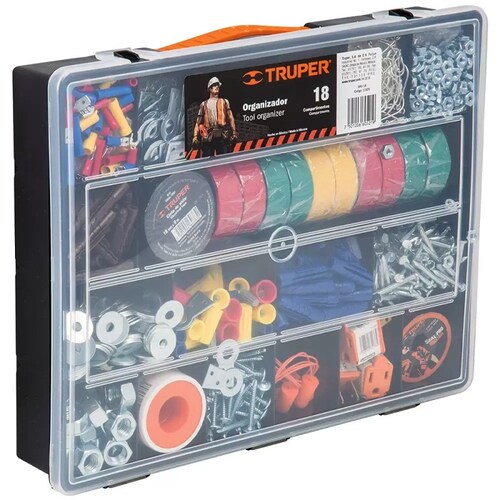 Organizador Truper De 18 Compartimentos De 36x28x6cm