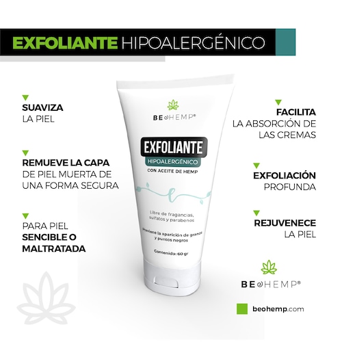 Exfoliante para piel rosácea o delicada en presentación crema 60 ml Beohemp
