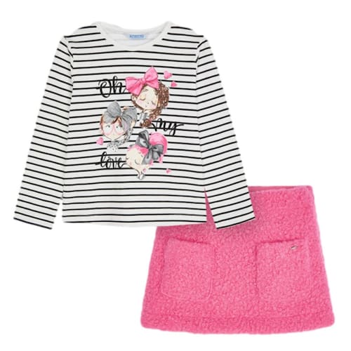 Conjunto Falda Rizo Y Playera Niña Marca Mayoral.