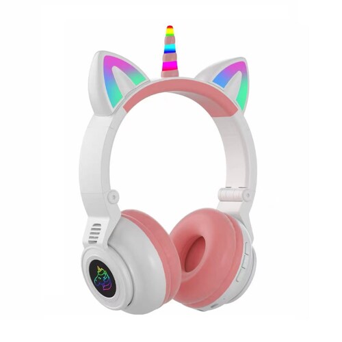 Audifonos Diadema Unicornio Extra Bass Luces Bluetooth Inalambricos