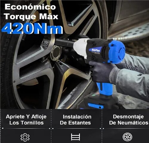 Kit Llave De Impacto Trinquete Inalámbrico De Batería Azul