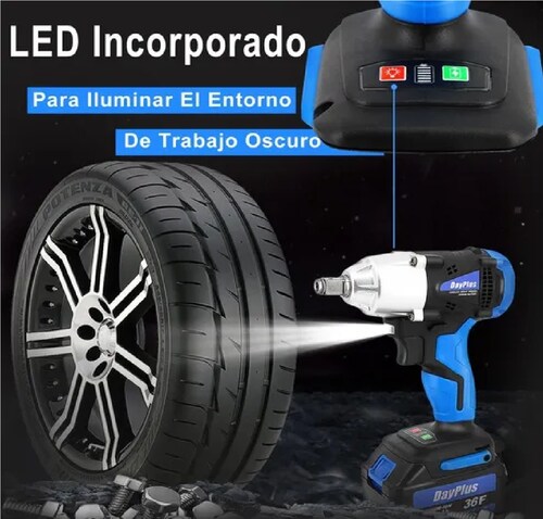 Kit Llave De Impacto Trinquete Inalámbrico De Batería Azul