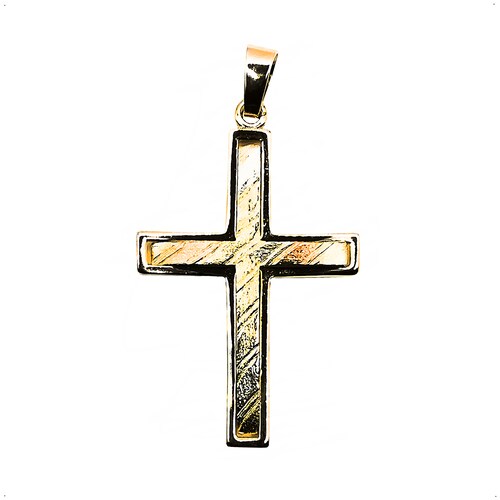 Dije Cruz 3 Colores Con Cadena Torzal Chapa de Oro de 18K Silver & Gold 