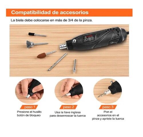 Set Mini Taladro De Pulido Mototool con accesorios Negro