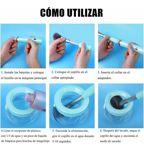 Limpiador De Brochas Maquillaje Eléctrico, Verde