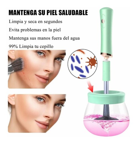 Limpiador De Brochas Maquillaje Eléctrico, Verde