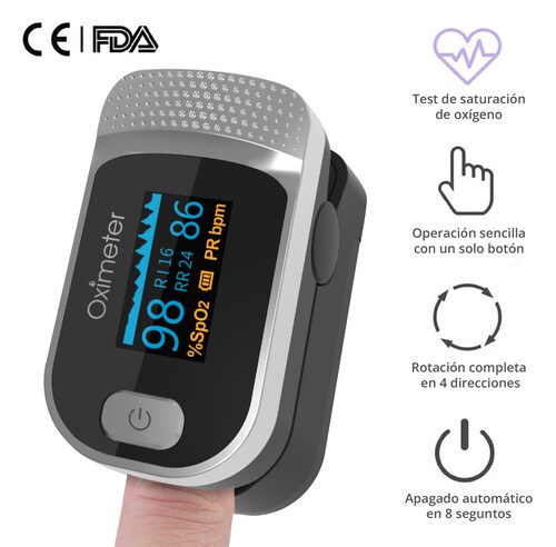 Oxímetro SENKU Monitor Oxigeno Digital 4 en 1, Adultos Niños, Hogar Hospital Deporte, Certificado CE FDA
