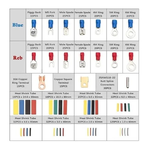 Terminales Aisladas Conectores Para Cable Eléctrico 678pcs