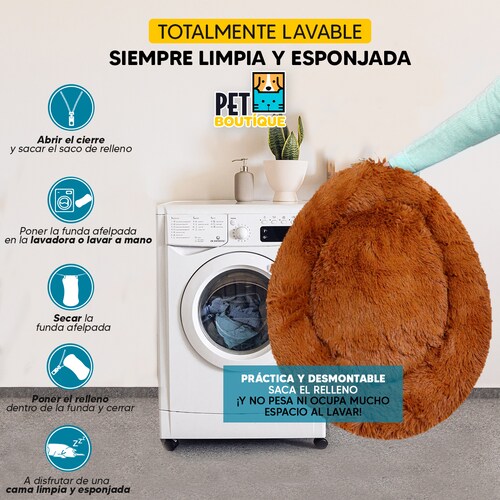 Cama mascotas para perro o gato antideslizante Pet Boutique Mediana Ocre  Tv Ofertas única con cierre, para un fácil retiro de funda y lavado, adaptable a todo tipo de clima + Cepillo Incluido 