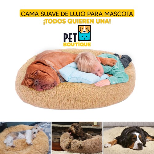 Cama mascotas para perro o gato antideslizante Pet Boutique Mediana Ocre  Tv Ofertas única con cierre, para un fácil retiro de funda y lavado, adaptable a todo tipo de clima + Cepillo Incluido 