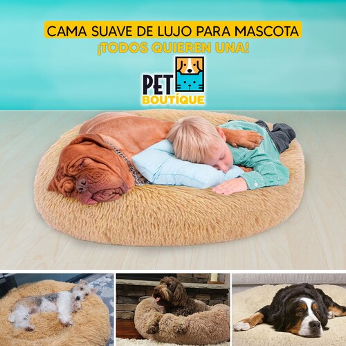 Cama mascotas para perro o gato antideslizante Pet Boutique Mediana Ocre  Tv Ofertas única con cierre, para un fácil retiro de funda y lavado, adaptable a todo tipo de clima + Cepillo Incluido 