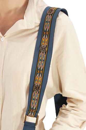Asa para bolso A ÁNGELOZANO de piel vacuna con textiles tejidos