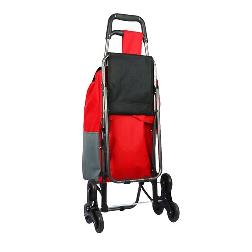 Carro De Compras Portátil Con Silla Multiusos Plegable Rojo
