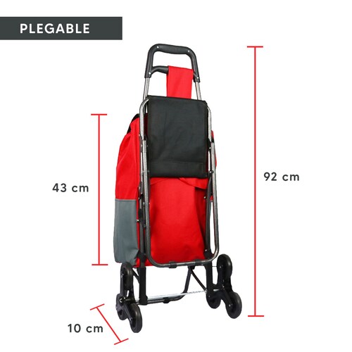 Carro De Compras Portátil Con Silla Multiusos Plegable Rojo