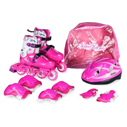 Set de protección con casco rosa - Patines Rollerface